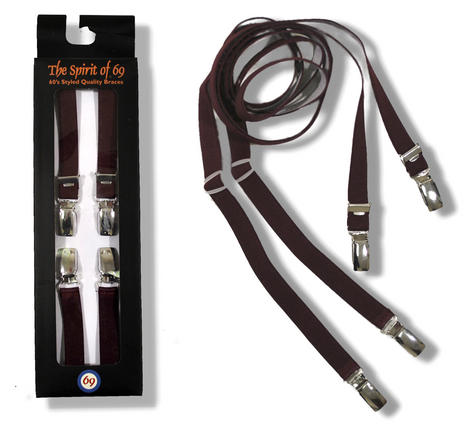 Spirit Of 69 Mod Skinhead Skinny Half Inch Braces Wine Preview